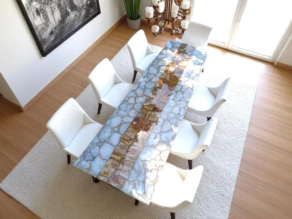 Agate Dining Table Top Petrified Wood Slab Decor