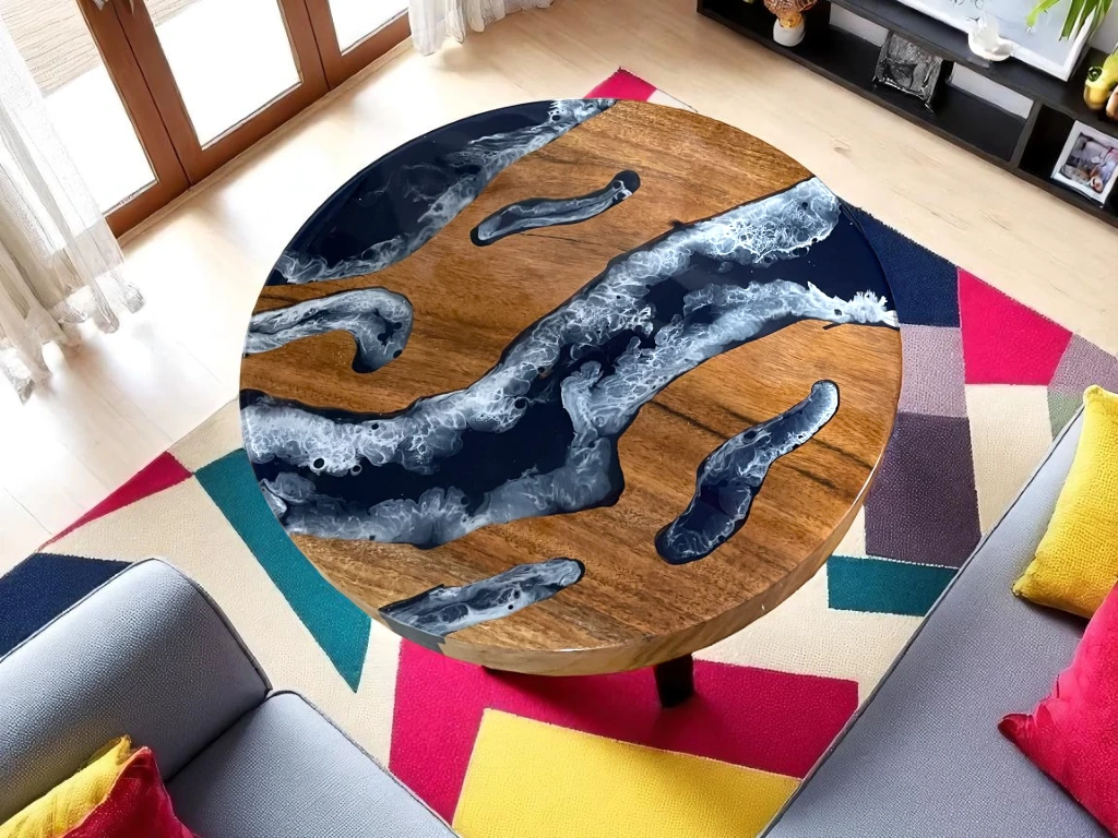 Bespoke Epoxy Wood Table – Elegant Centerpiece for Living Room