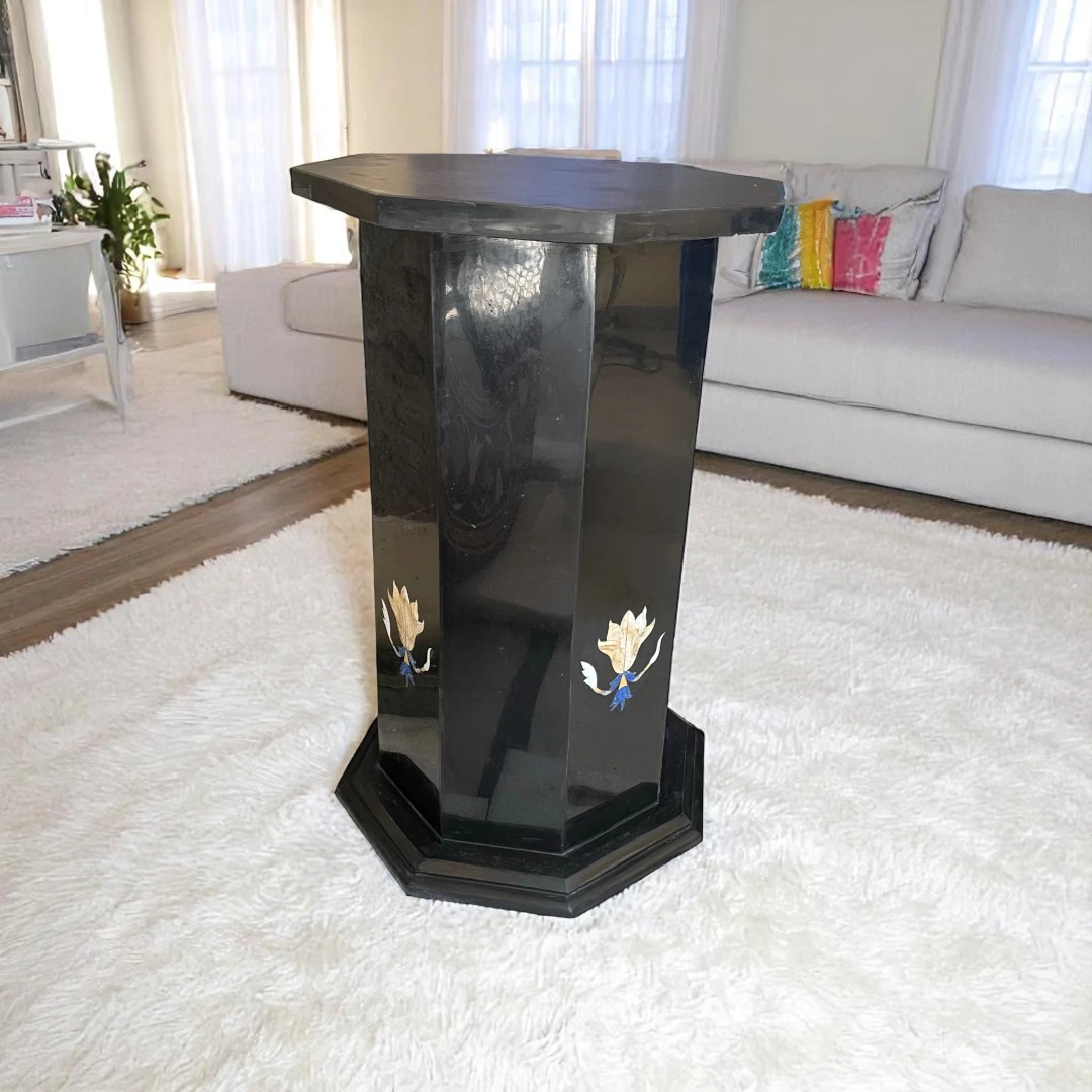 Black Marble Circular Console Coffee Table 