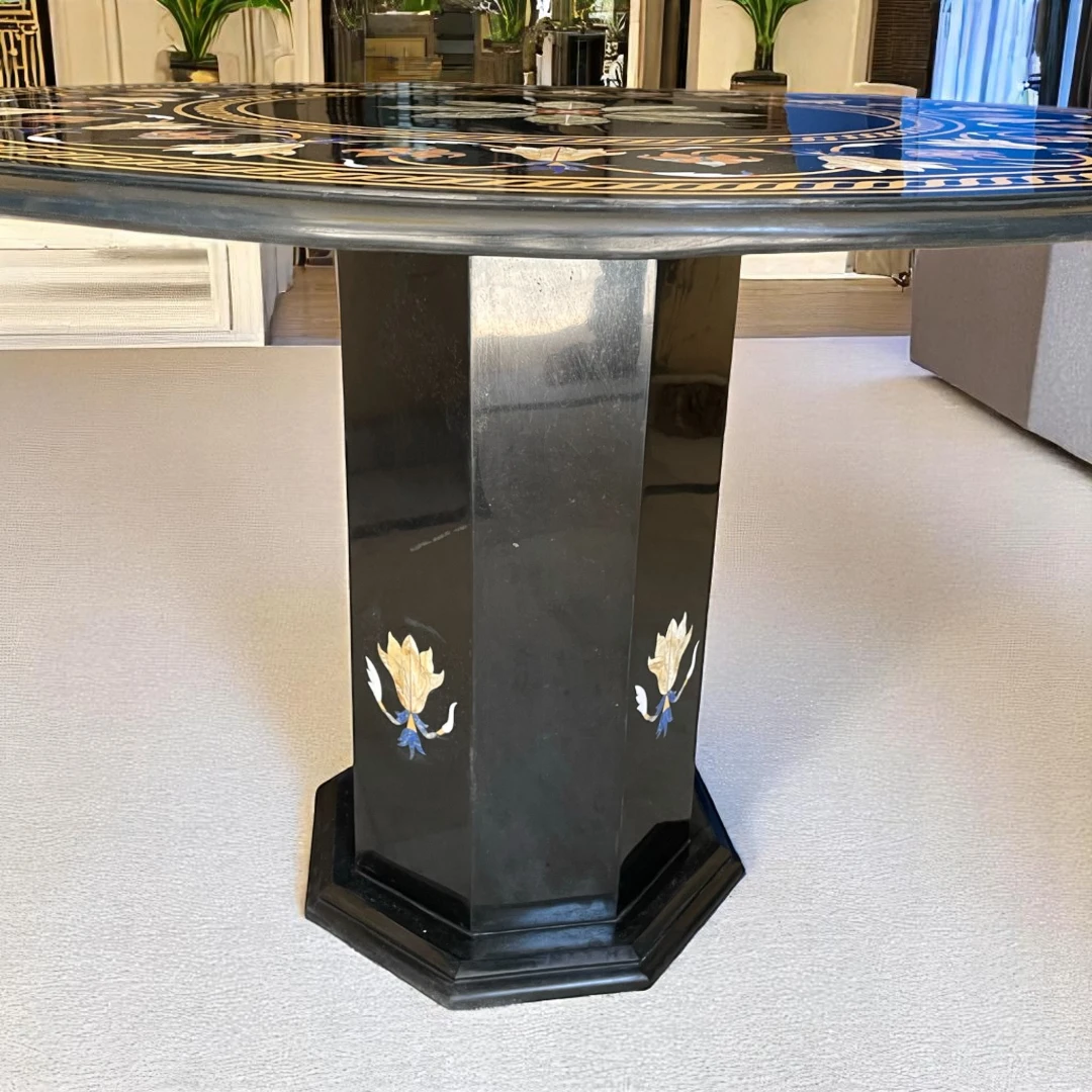 Black Marble Circular Console Coffee Table 