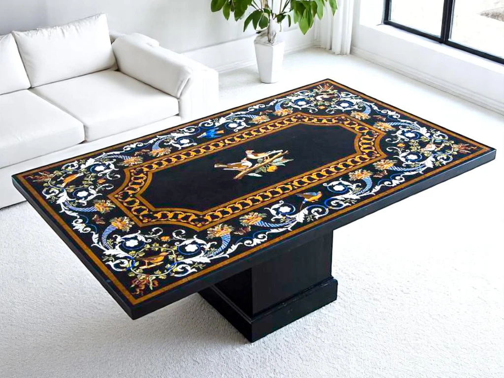 Black Marble Top Dining Table – Elegant Design for Home Interiors