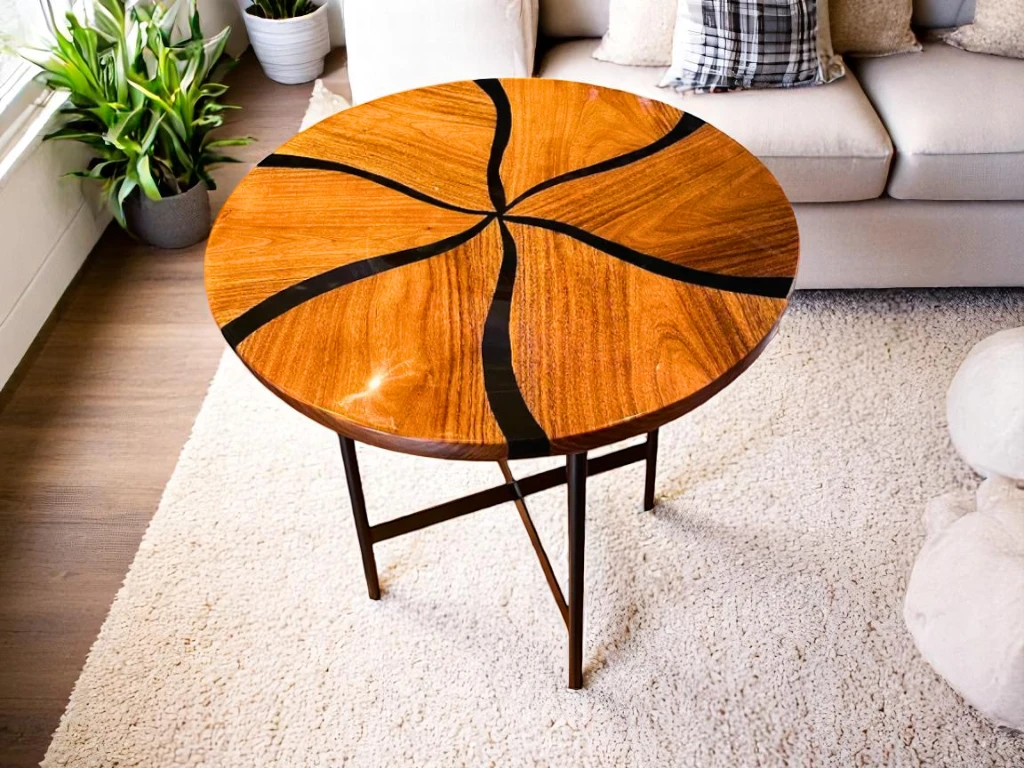 Custom Black Epoxy River Table for Living Room - Modern Elegance