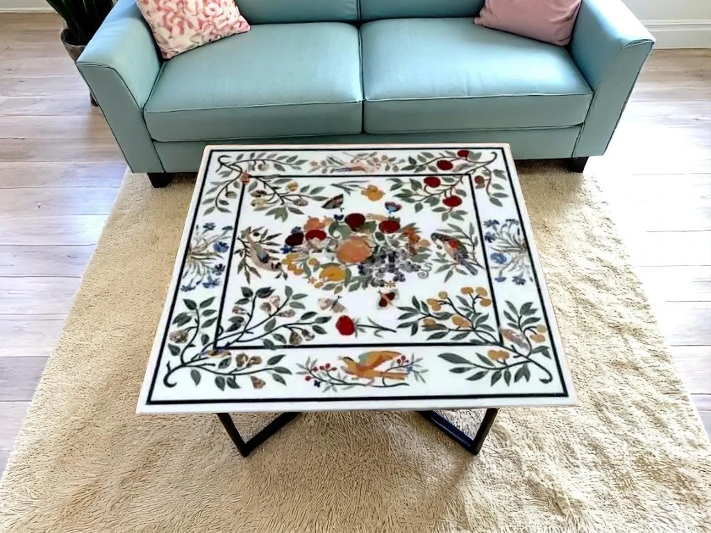 Decorative Square Marble Table – Artisan Craftsmanship
