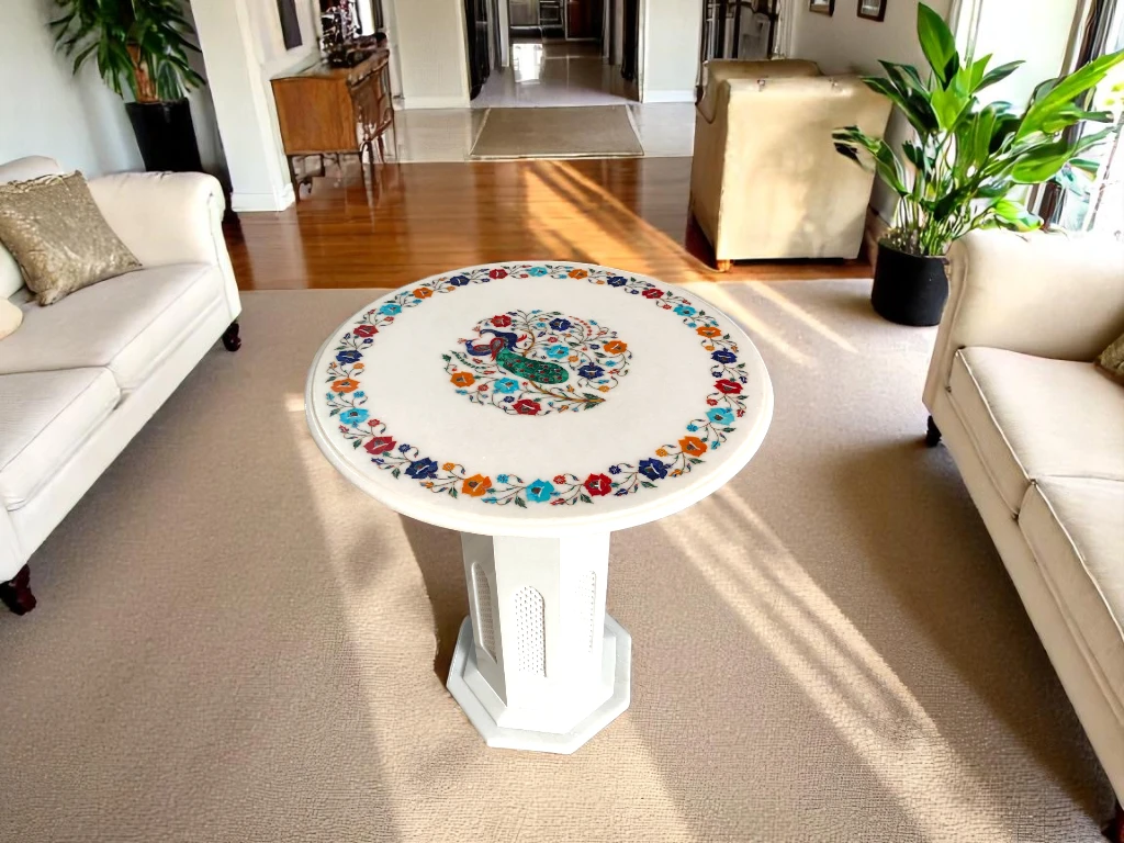 Designer Marble Base Corner Table for Luxurious Interiors - Order Now