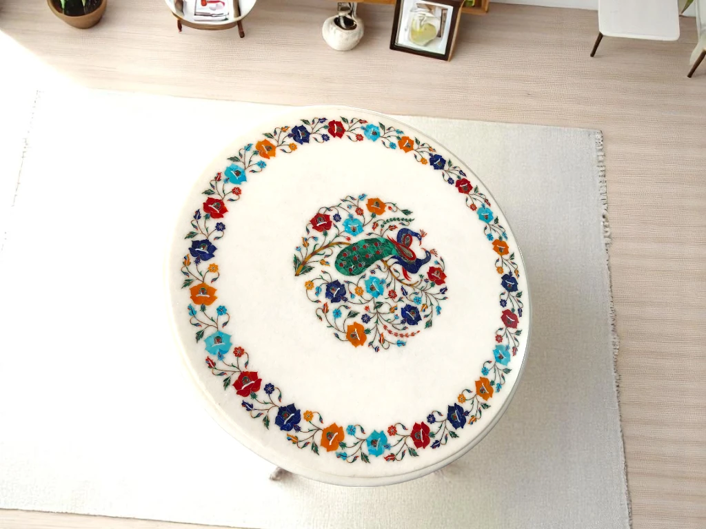 Designer Marble Base Corner Table for Luxurious Interiors - Order Now