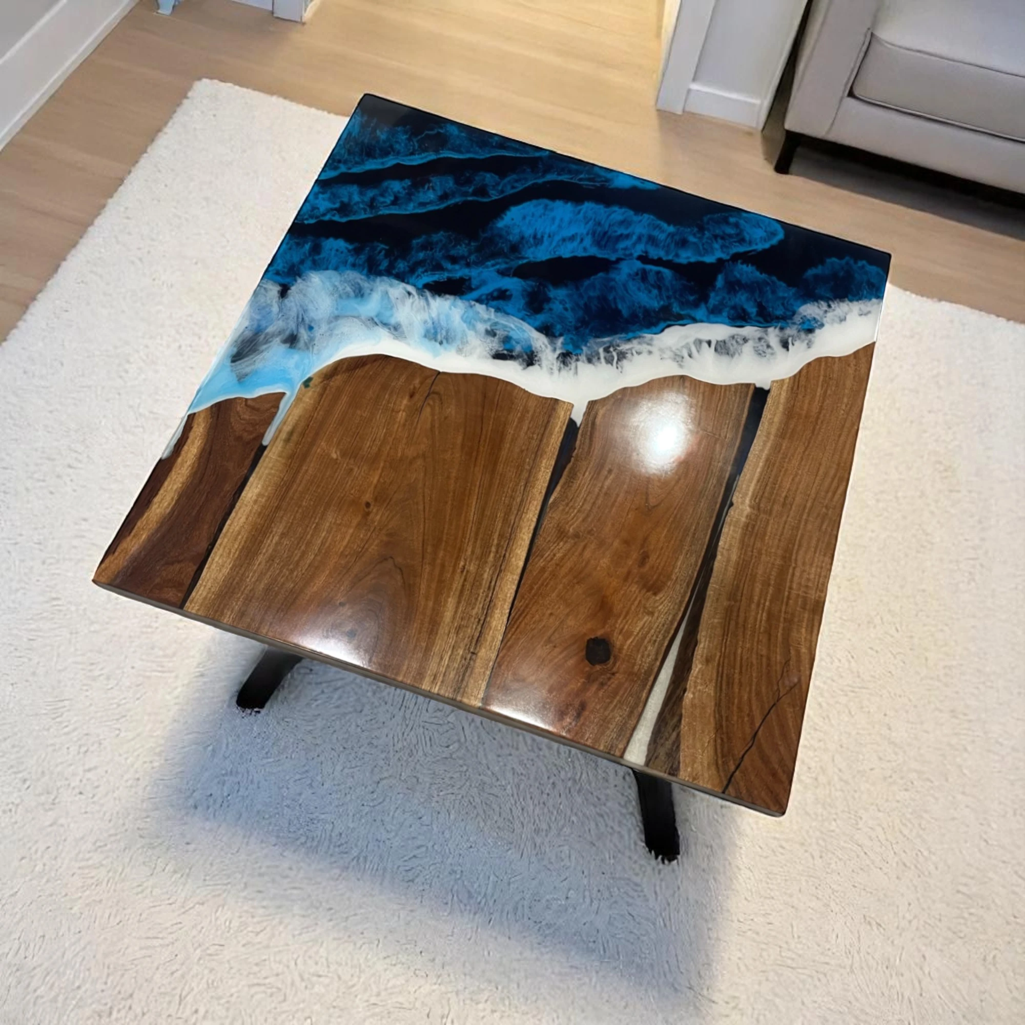DIY Epoxy Wood Slice Square Table - Shop Now 