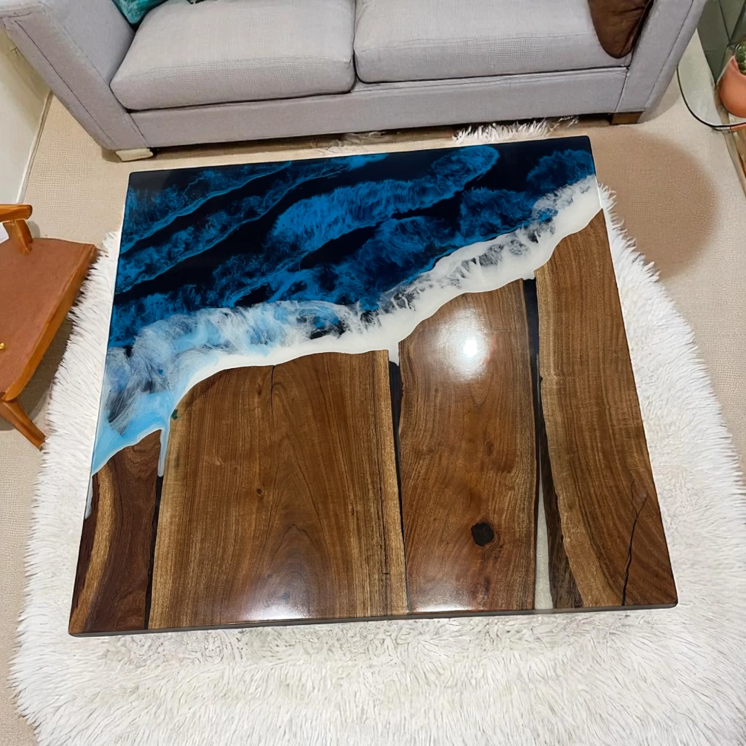 DIY Epoxy Wood Slice Square Table - Shop Now 