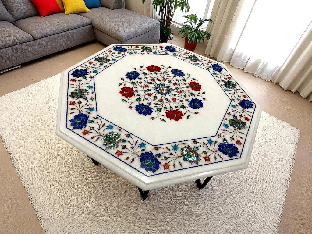 Elegant Semi-Precious Patio Table Top