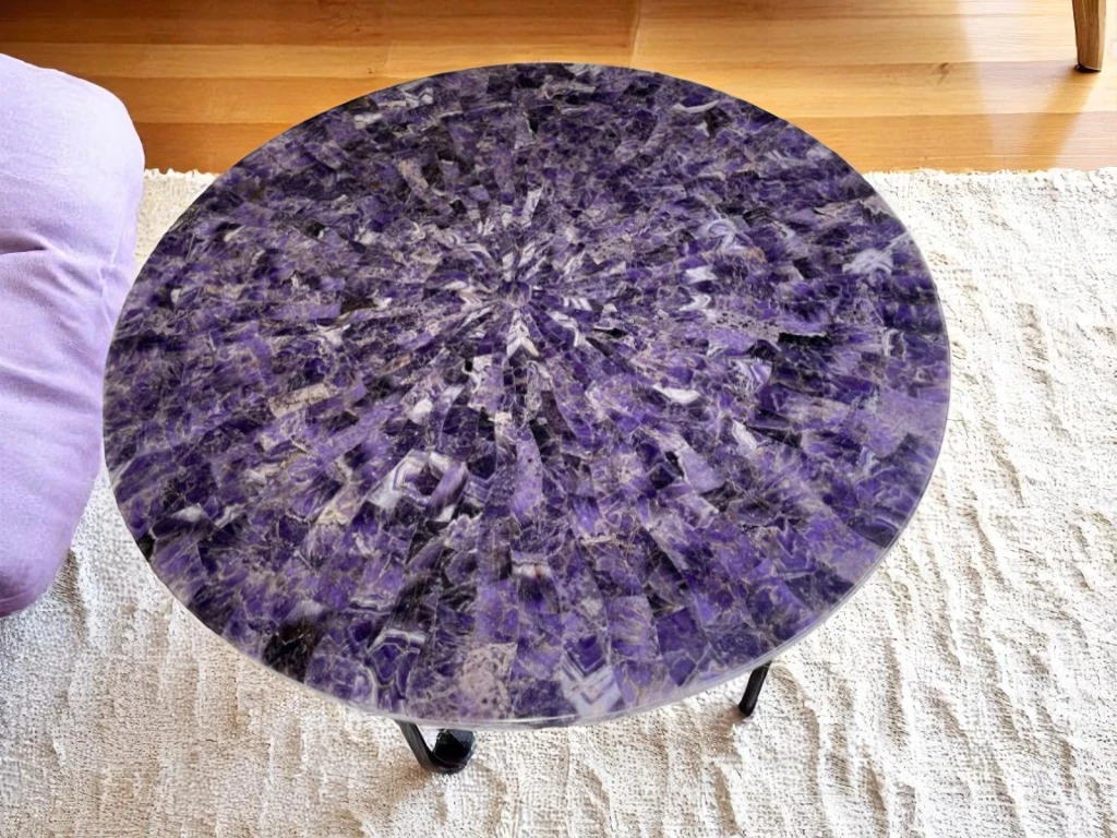 Stylish Oval Wood Epoxy Live Edge Coffee Table for Sale