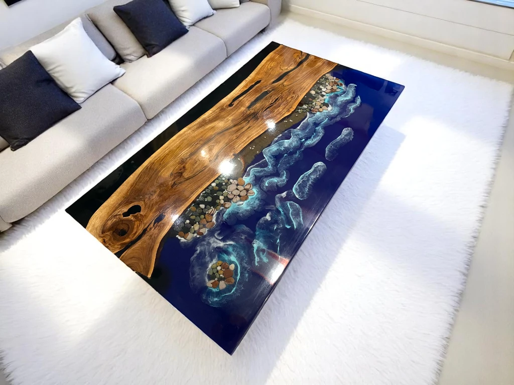 Buy Epoxy Ocean Table Live Edge Bartop in USA at Vedant Artisans