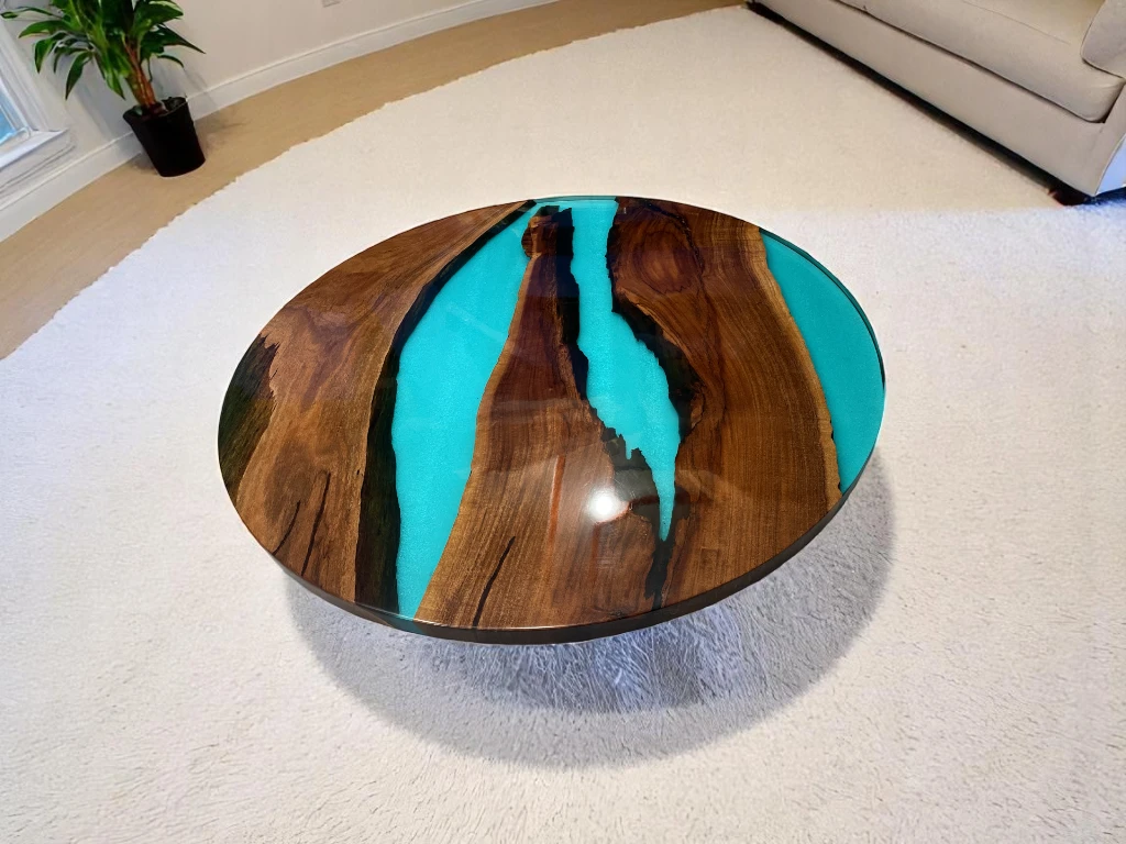  Epoxy Side Table for Living Room - Natural Acacia Wood