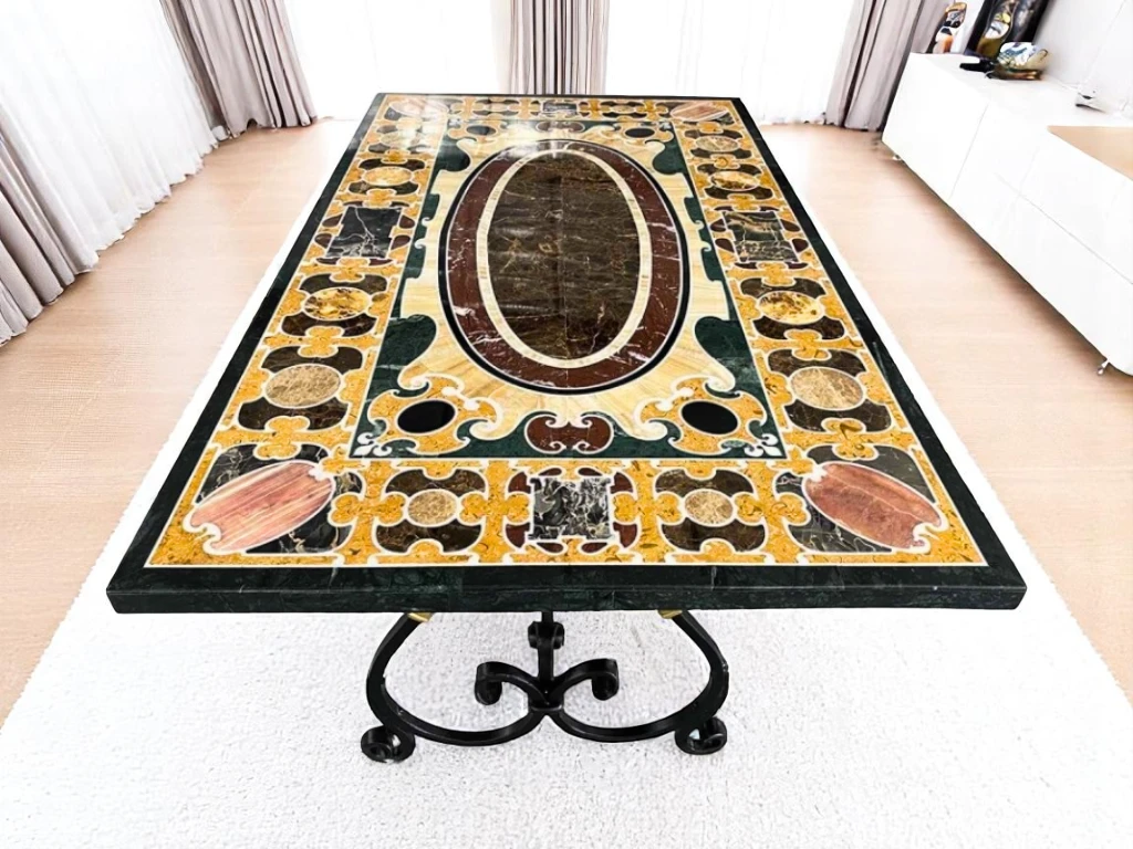 Large Rectangle Dining Table with Unique Customizable Handmade Pattern