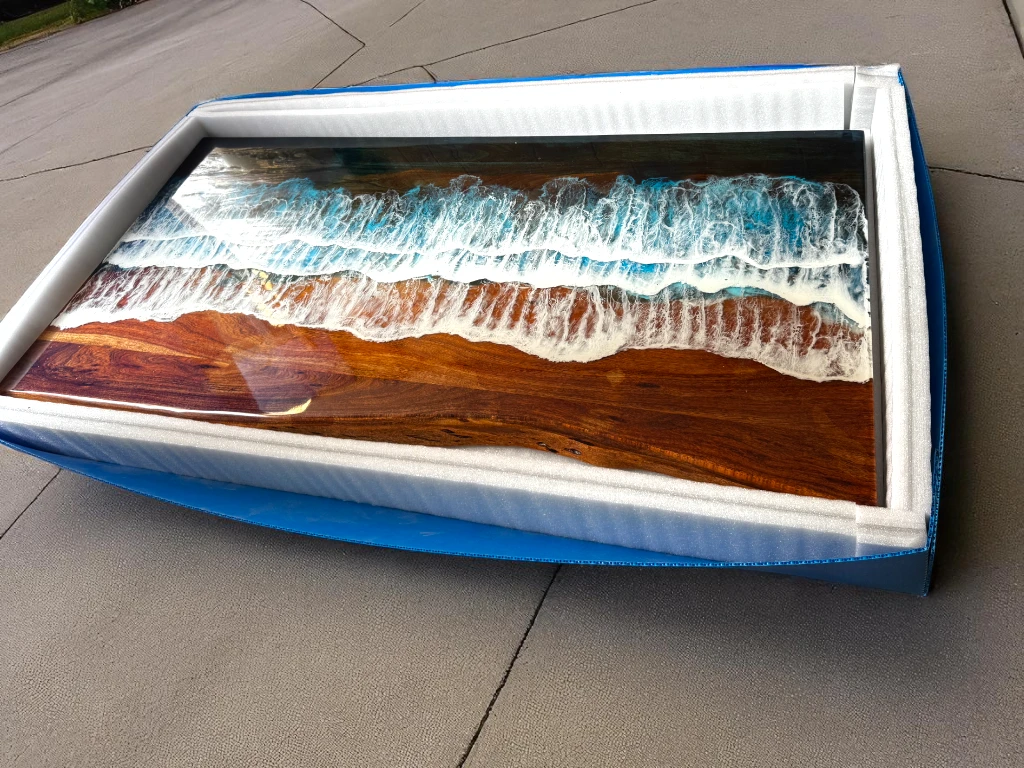Live Edge Ocean Wave Epoxy Table – Free DHL Delivery