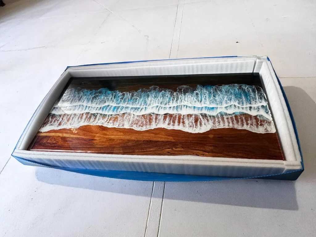 Live Edge Ocean Wave Epoxy Table – Free DHL Delivery