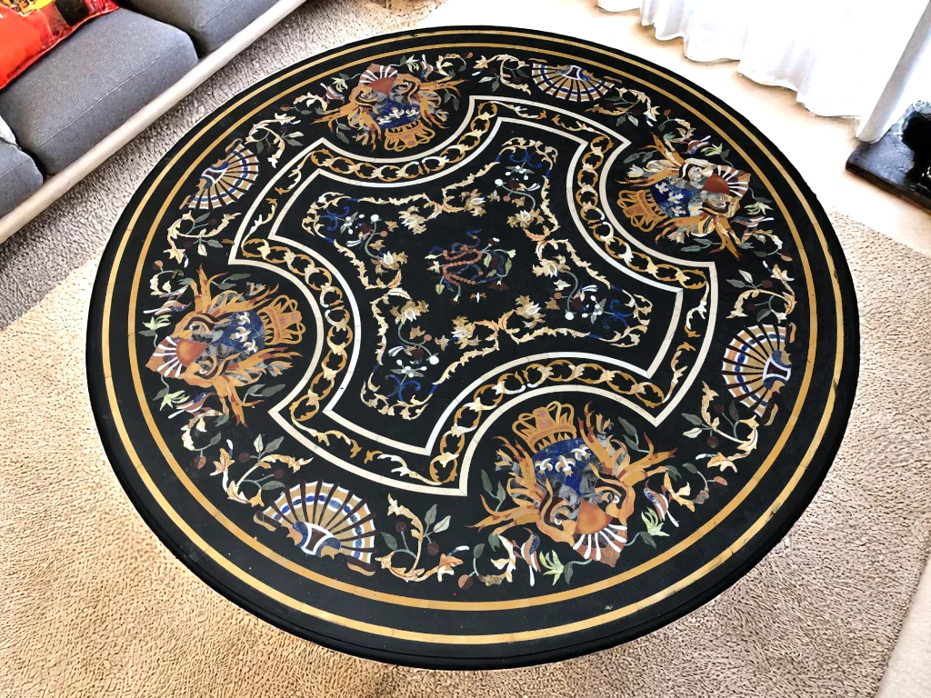 Luxury Black Marble Round Coffee Table – Elegant Home Accent