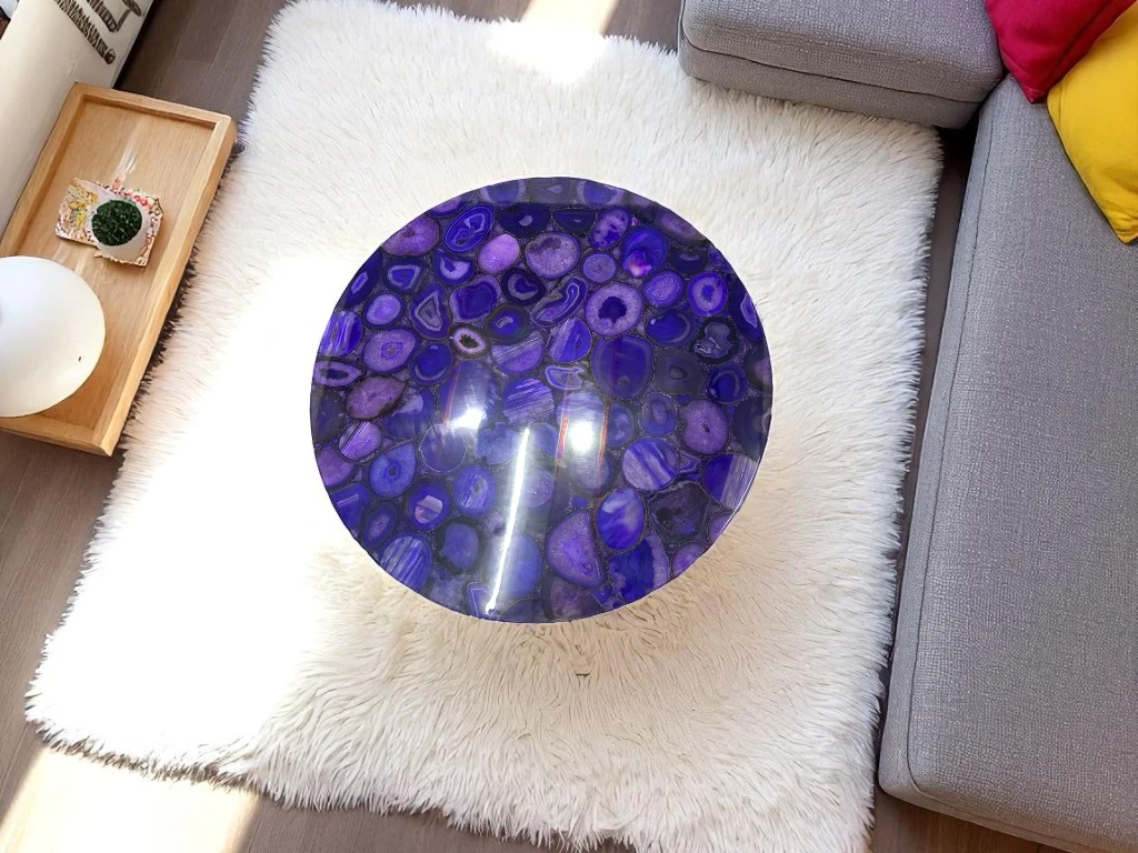 Luxury Purple Agate Center Table Top – Semi Precious Stone Elegance