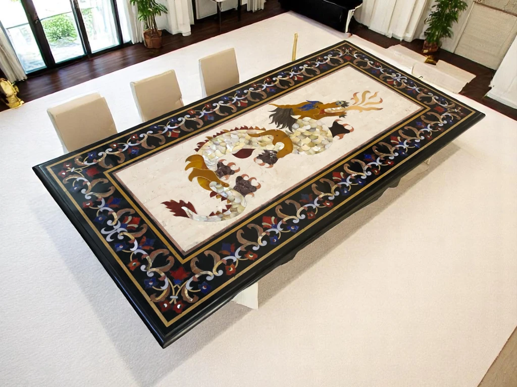 Luxury Rectangular Marble Dining Table - Vedant Artisans