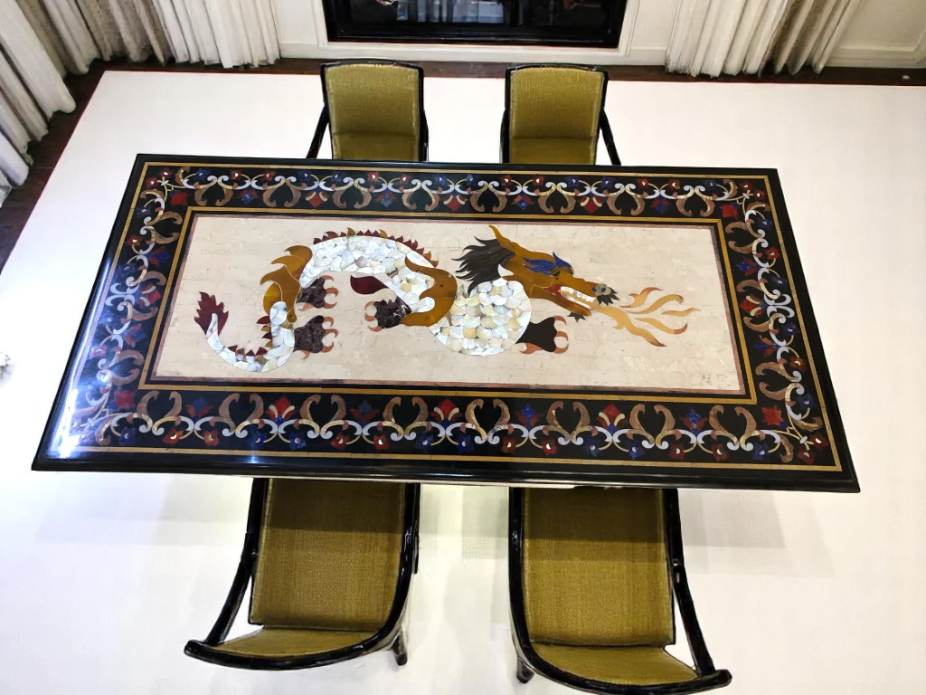 Luxury Rectangular Marble Dining Table - Vedant Artisans