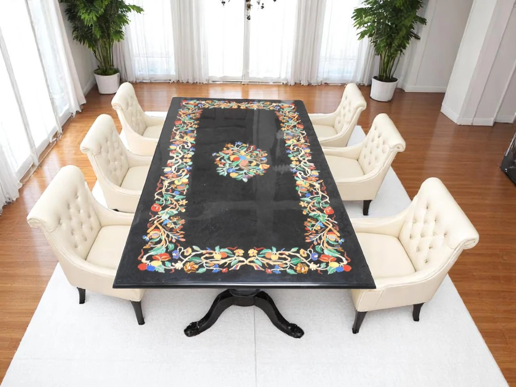Modern Black Marble Inlay Table Tops for Hallway Furniture 