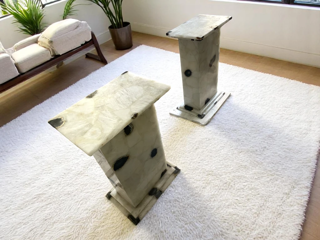 Modern White Agate Dining Table for Farmhouse Style