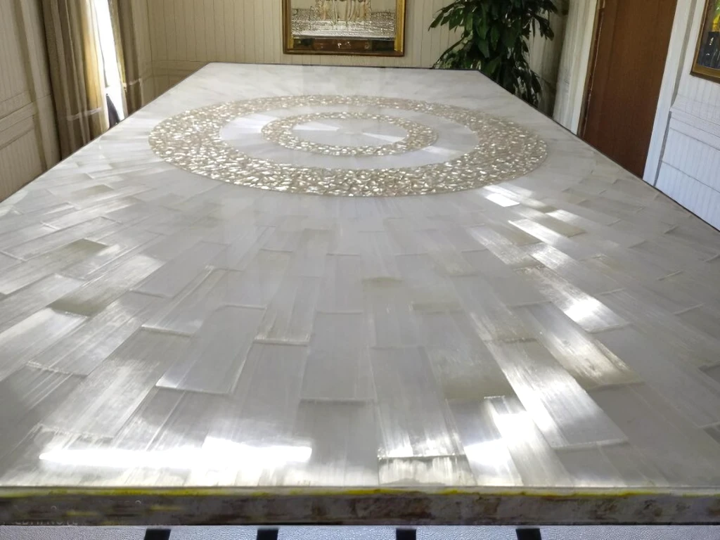 Natural Selenite Crystal Dining Table – Handcrafted Luxury Furniture