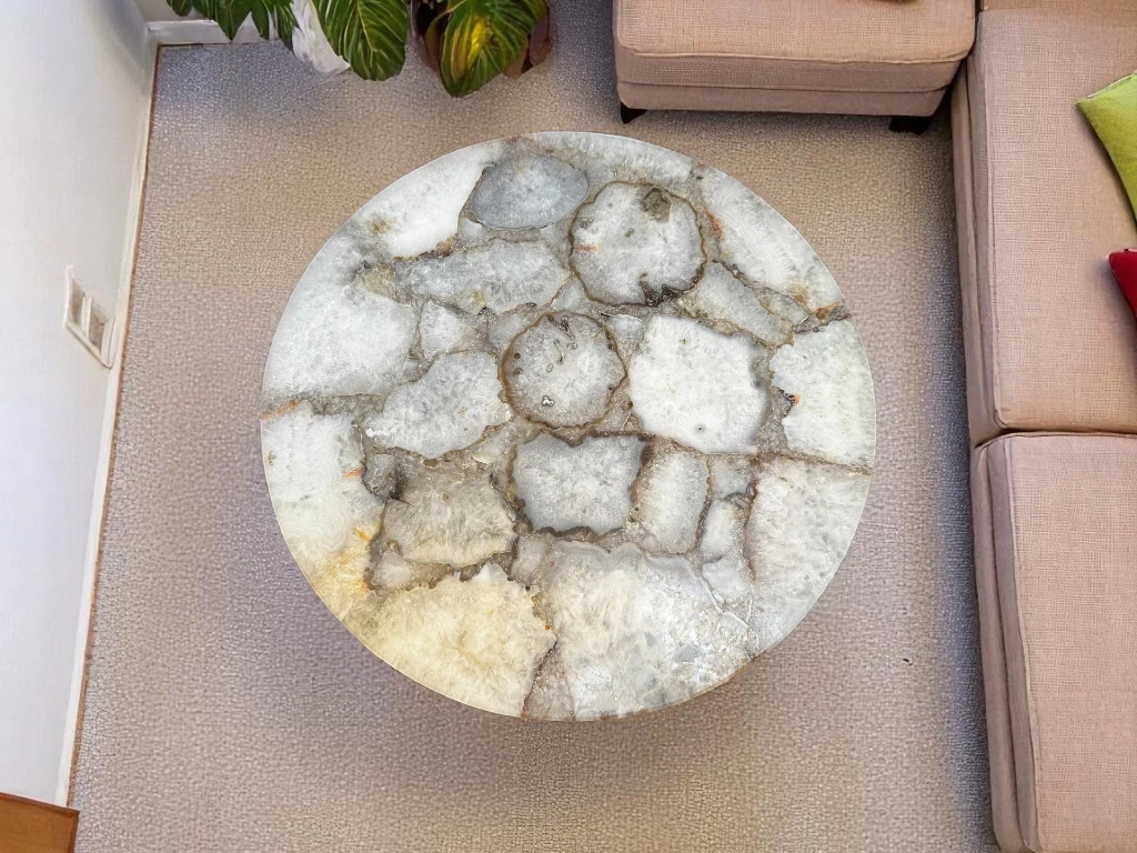 Natural White Agate Table Tops for Home Decor