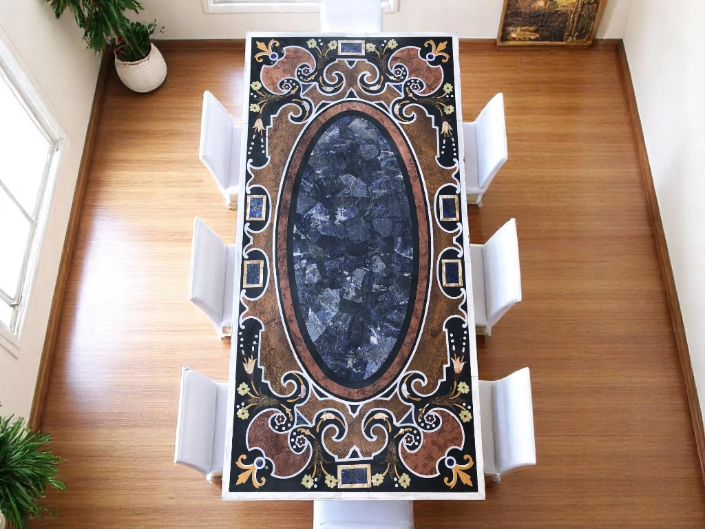 Pietra Dura Handcrafted Dining Table Inlay Design