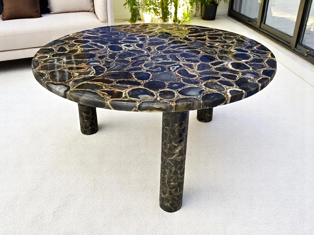 Round Agate Coffee Table : Vedantartisans