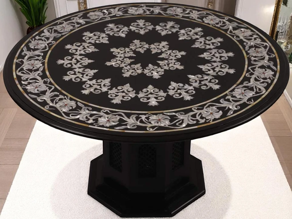 Buy Round Inlay Coffee Table in USA Vedant Artisans