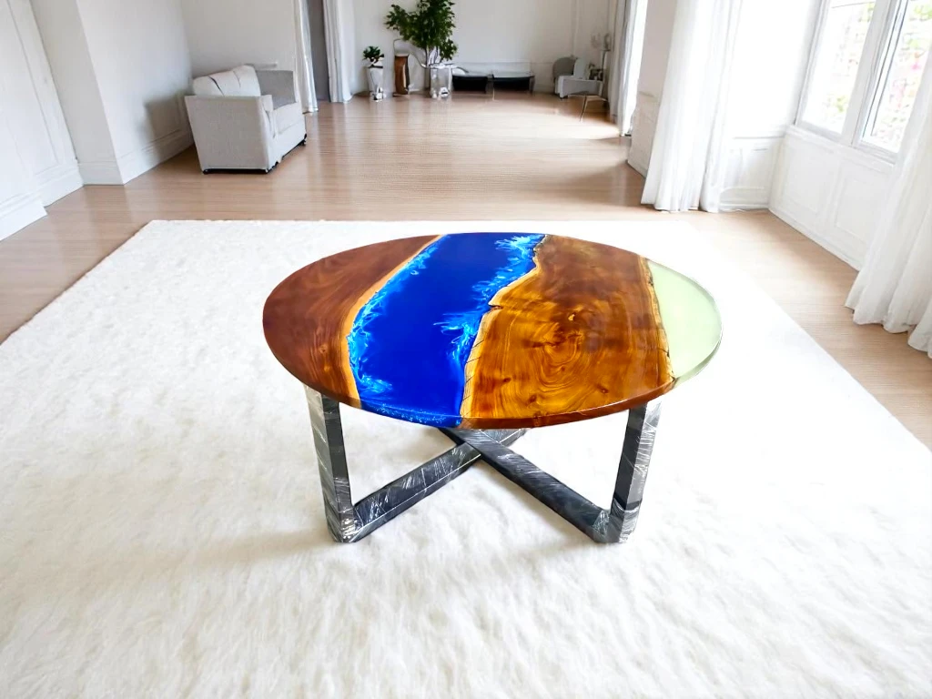 Versatile Living Room Side Table with Mop Inlaid Stone Accent