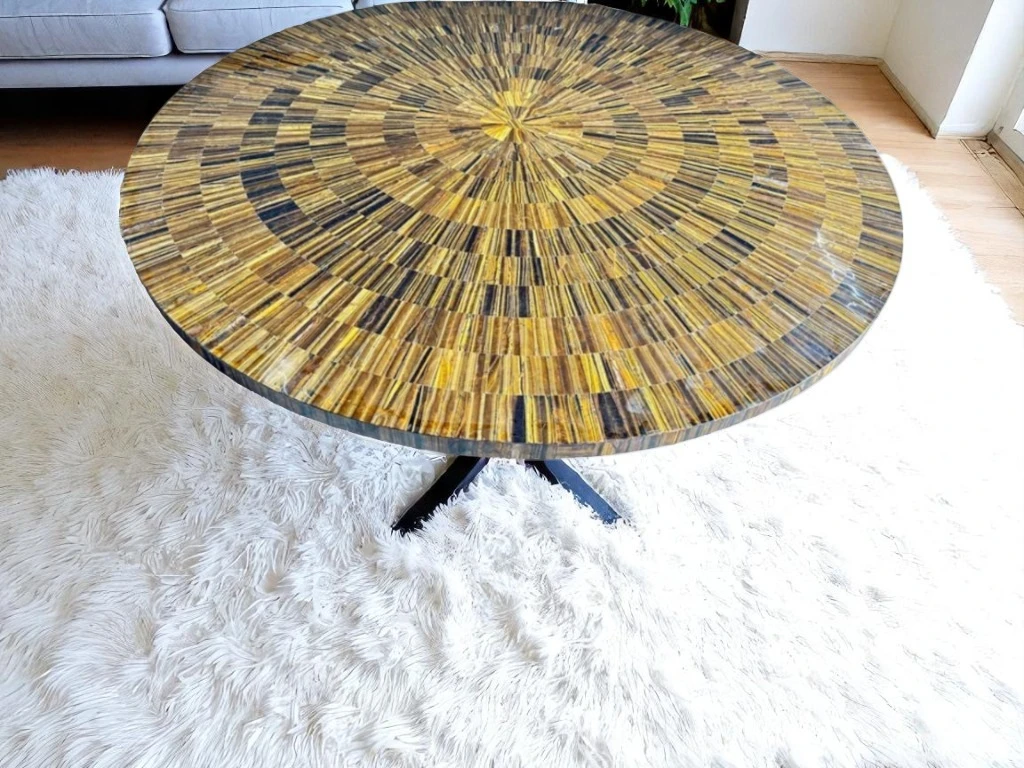 Tiger Eye Gemstone Living Room Dining Table