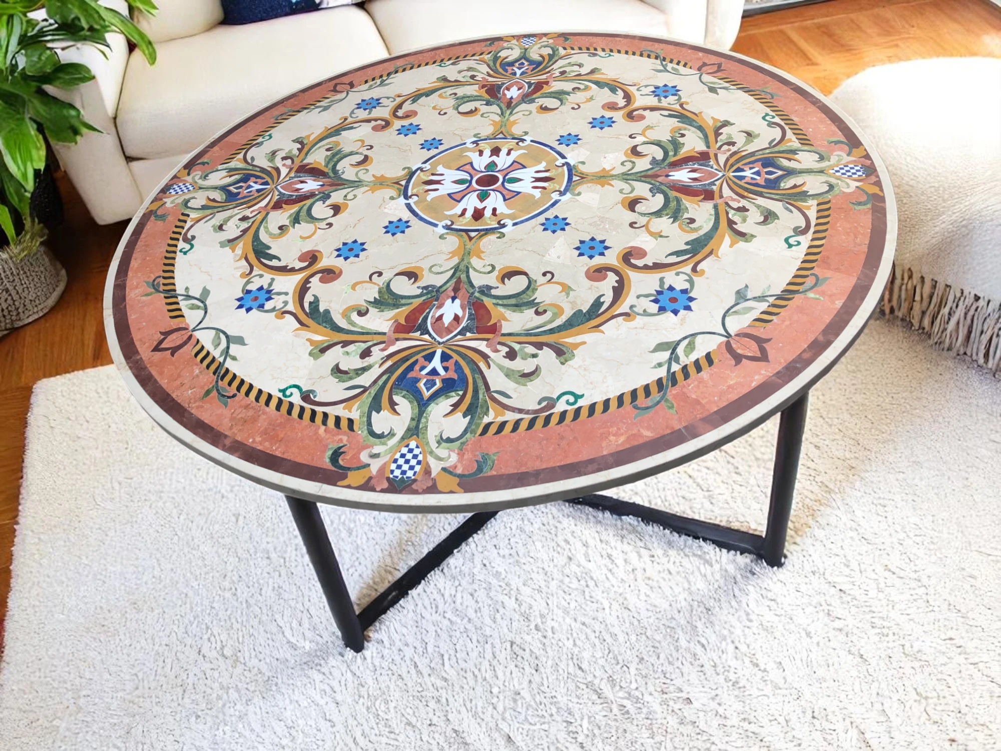 Pietradura Rectangular Dining Table with Adorable Marble Finish