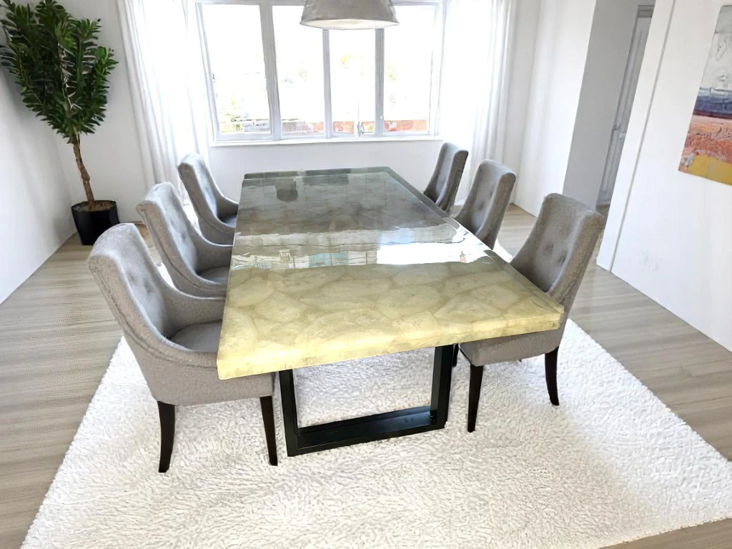 White Quartz Dining Table Rectangle Luxury Farmhouse & Home Furniture 