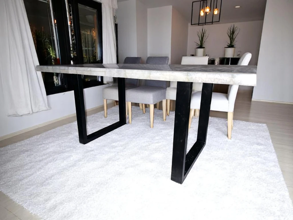 White Quartz Dining Table Rectangle Luxury Farmhouse & Home Furniture 