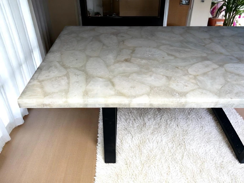 White Quartz Dining Table Rectangle Luxury Farmhouse & Home Furniture 